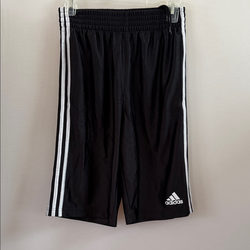 adidas Black Athletic Shorts with White Stripes